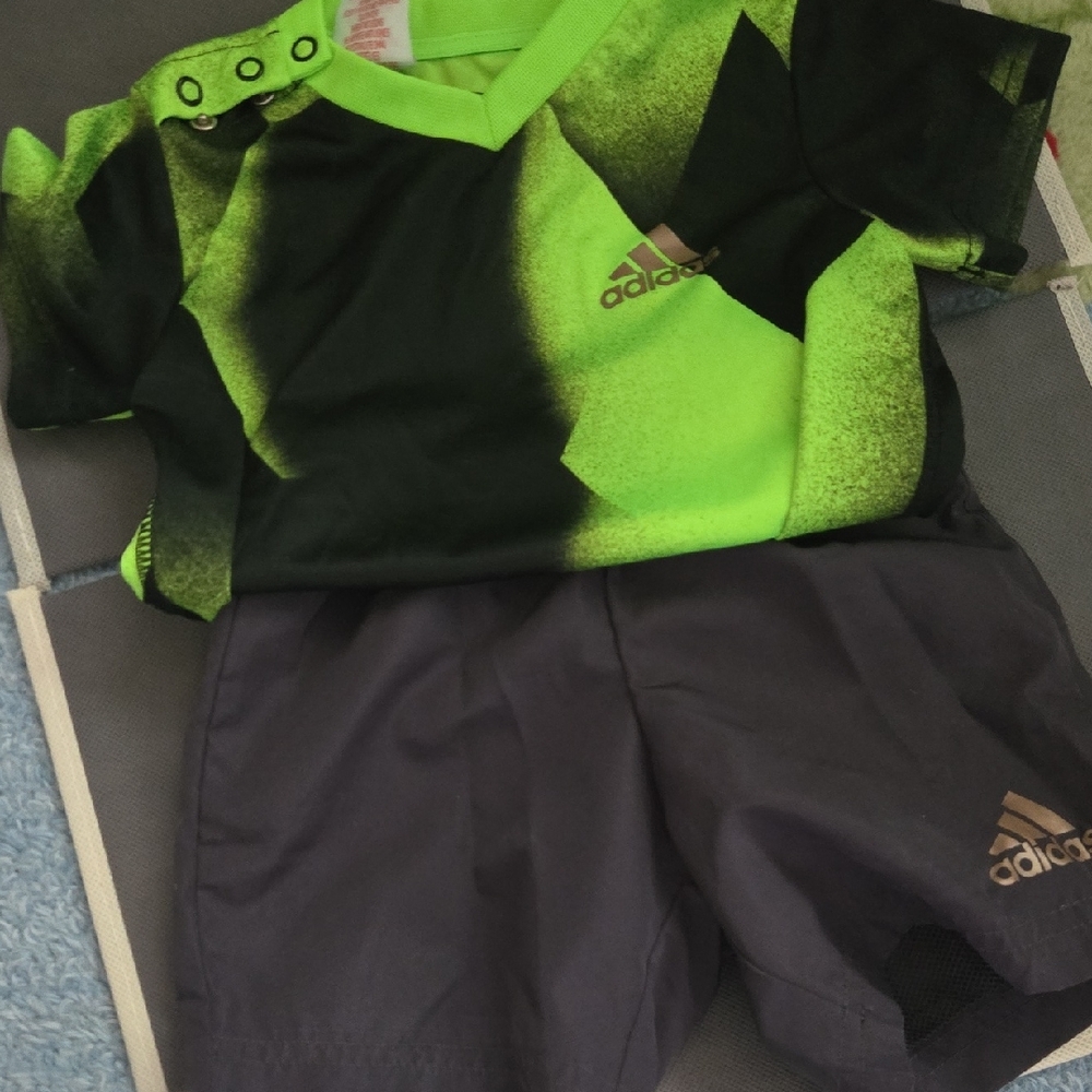 Adidas Neon Green and Black Infant Set